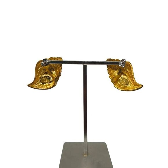 Vintage Kenneth J. Lane for Avon Shell-Shaped Clip-On Earrings | 1.50" | Gold-To - Picture 3 of 9